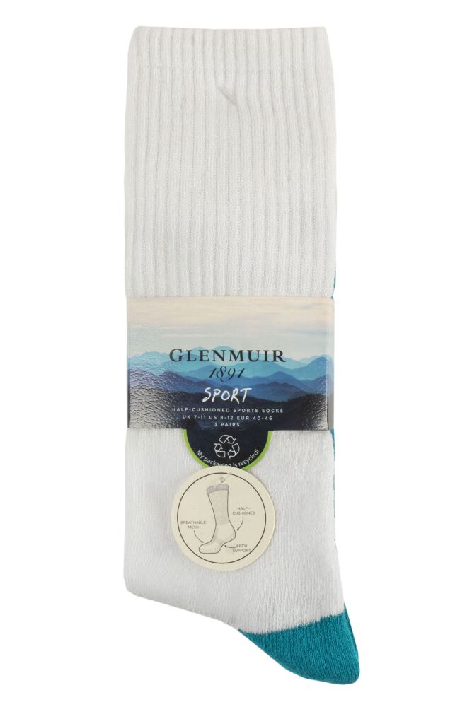 sockshop GlenmuirMens Bamboo Half Cushioned Sports Socks 3-Pair
