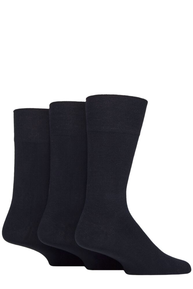 Sockshop GlenmuirMens Bamboo Plain Comfort Cuff Socks 3-Pair