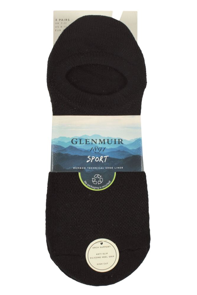 sockshop GlenmuirMens Bamboo Sport Technical Shoe Liner Socks 3-Pair