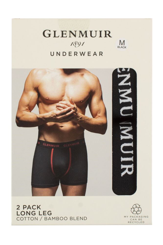 sockshop GlenmuirMens Cotton and Bamboo Blend Long Leg Trunks 2-Pack