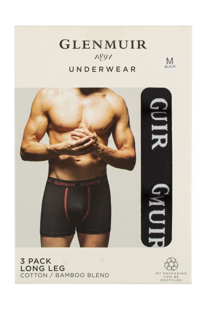 sockshop GlenmuirMens Cotton and Bamboo Blend Long Leg Trunks 3-Pack