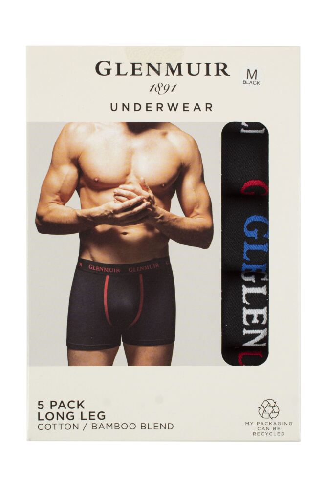 sockshop GlenmuirMens Cotton & Bamboo Blend Boxers – 5 Pack