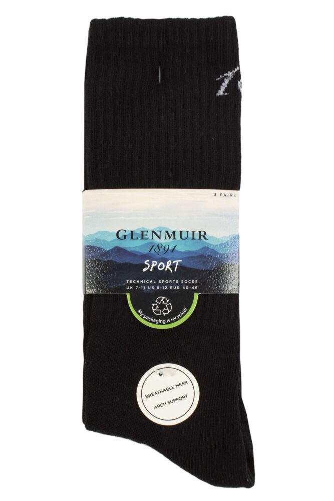 sockshop GlenmuirMens Cotton Technical Sports Socks 3-Pair
