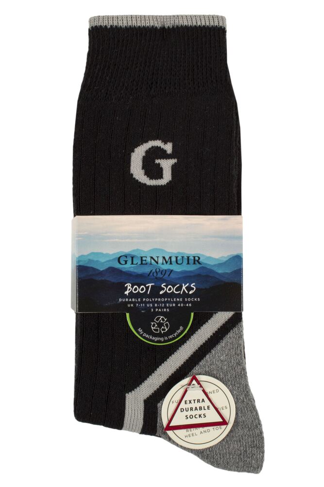 sockshop GlenmuirMens Durable Cotton Boot Socks 3-Pair