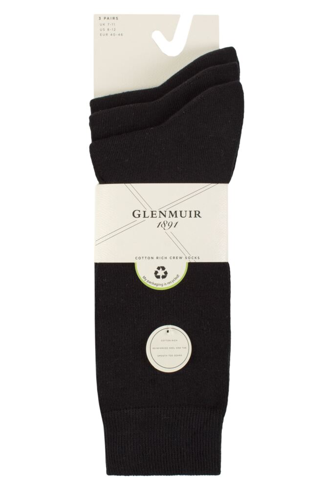 sockshop GlenmuirMens Endrick Cotton Plain Trouser Socks 3-Pair