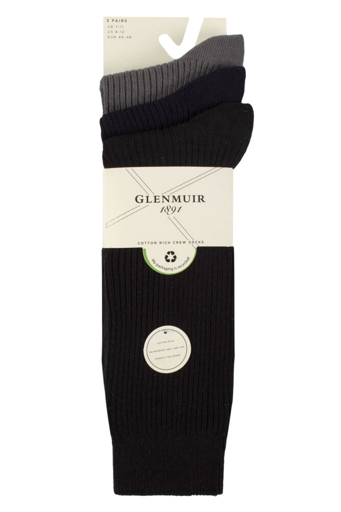 sockshop GlenmuirMens Laird Cotton Ribbed Trouser Socks 3-Pair
