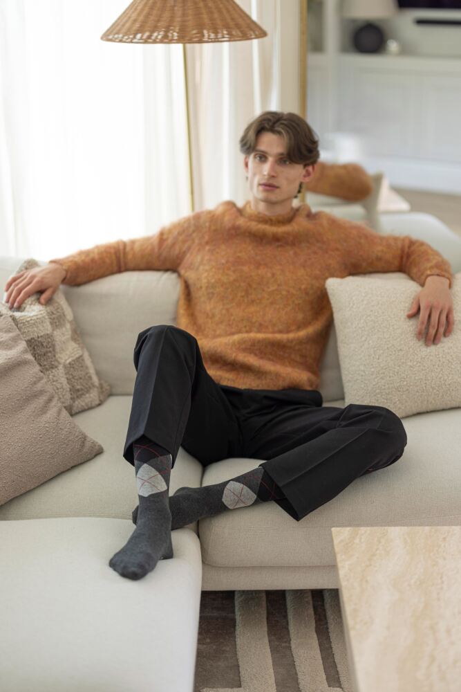 Sockshop GlenmuirMens New Waverley Cotton Argyle Patterned And Plain Socks 3-Pair