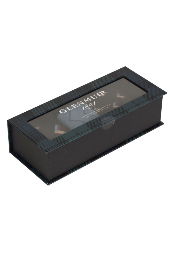 Sockshop GlenmuirMens Patterned & Plain Bamboo Socks Gift Box – 3 Pair