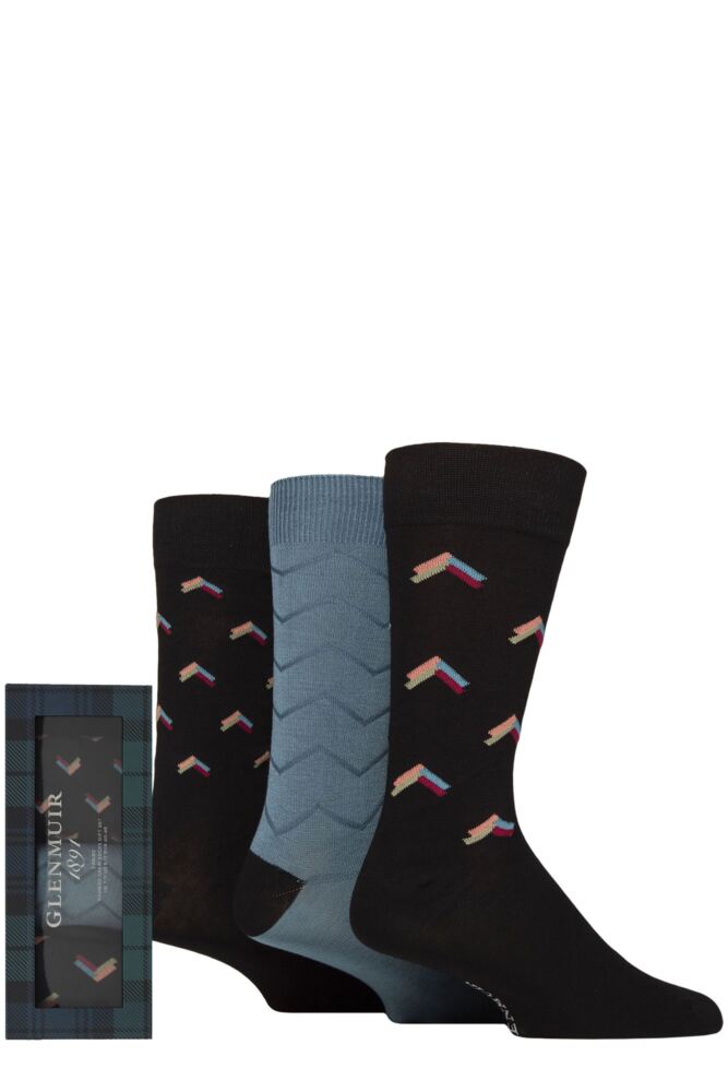 Sockshop GlenmuirMens Patterned & Plain Bamboo Socks Gift Box – 3 Pair