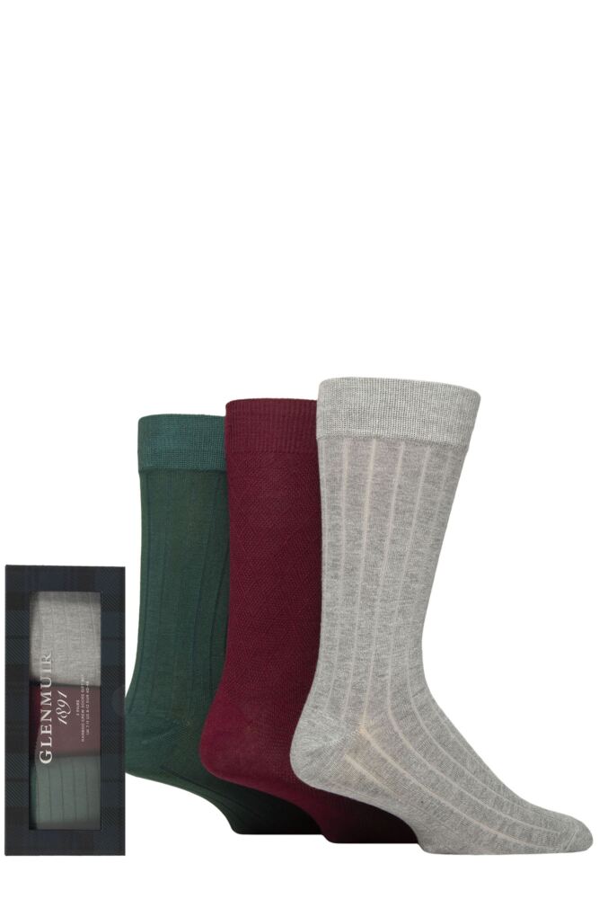 Sockshop GlenmuirMens Patterned & Plain Bamboo Socks Gift Box – 3 Pair