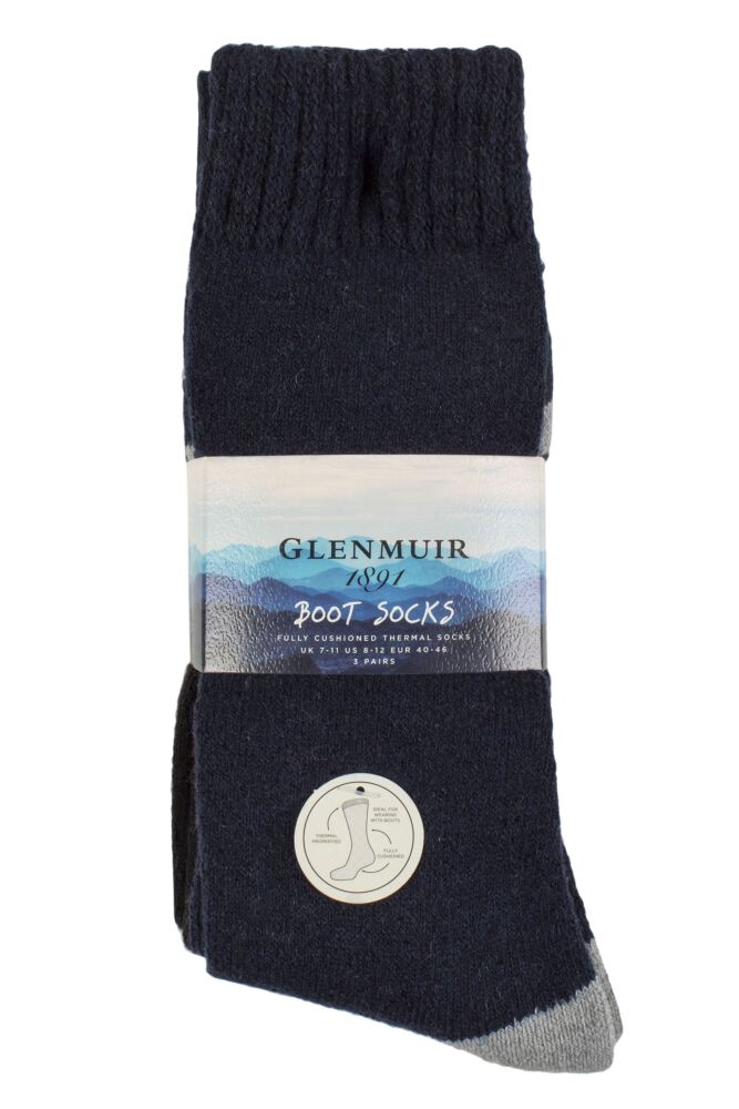 sockshop GlenmuirMens Thermal Cushioned Boot Socks – 3 Pair