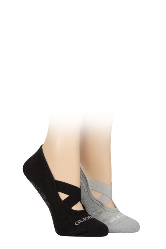 Sockshop GlenmuirWomen's Cushioned Sole Yoga Shoe Liner Socks – 2 Pair