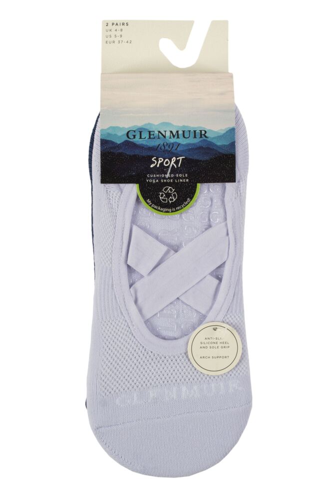 sockshop GlenmuirWomen's Cushioned Sole Yoga Shoe Liner Socks – 2 Pair
