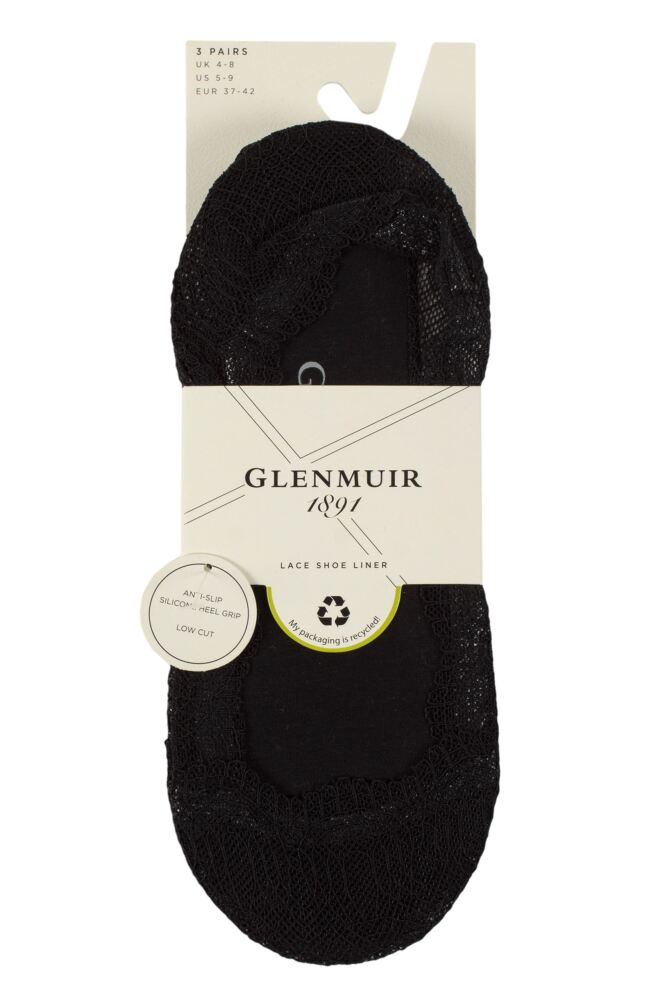 sockshop GlenmuirWomen's Lace Shoe Liner Socks – 3 Pair