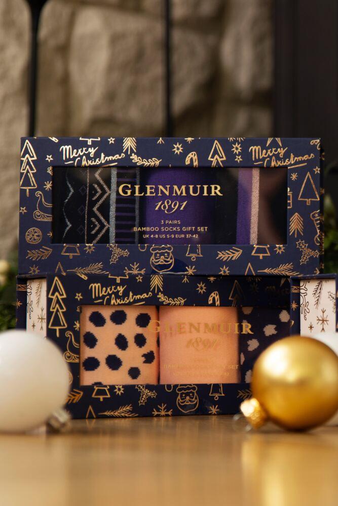 Sockshop GlenmuirWomens Bamboo Patterned Socks 3-Pair Gift Box