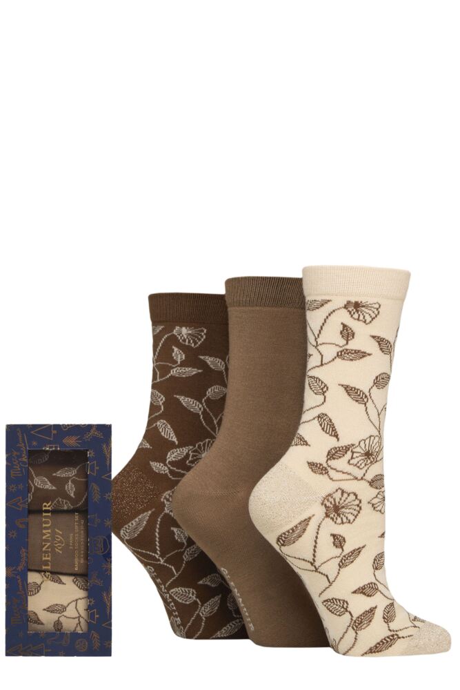 Sockshop GlenmuirWomens Bamboo Patterned Socks 3-Pair Gift Box