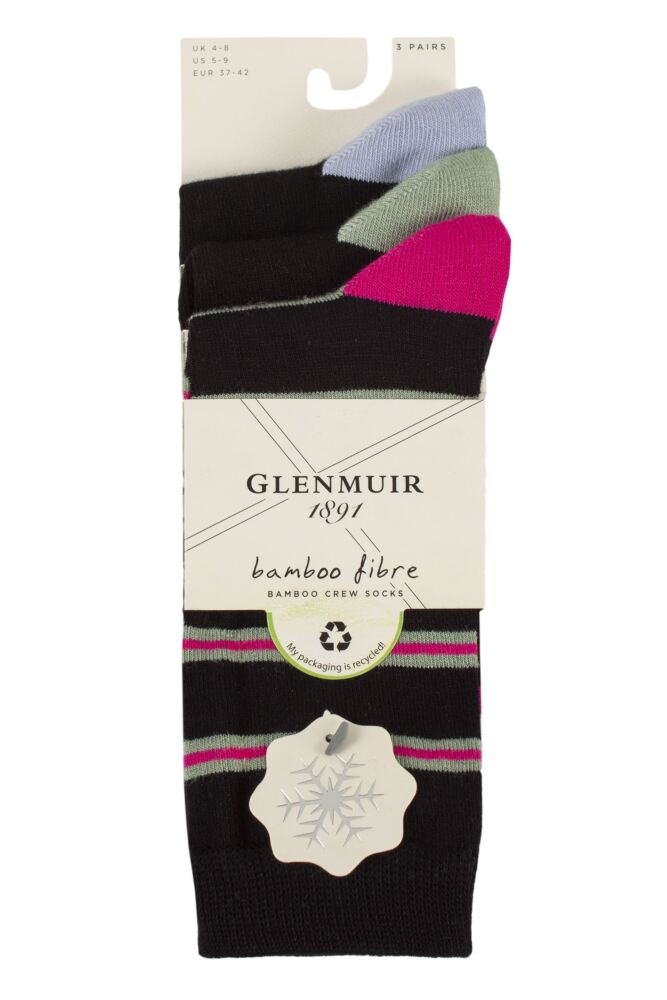 sockshop GlenmuirWomens Bamboo Patterned Socks 3-Pair with Gift Tag