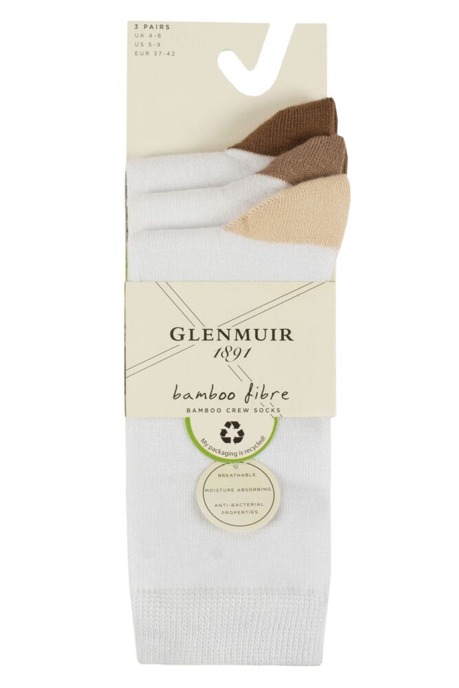 sockshop GlenmuirWomens Contrast Heel and Toe Bamboo Socks 3-Pair