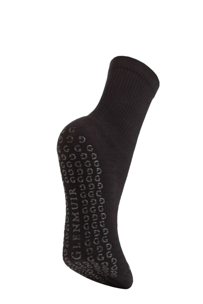 Sockshop GlenmuirWomens Sport Cotton Half Cushioned Mid Length Yoga Socks With Grips 2-Pair