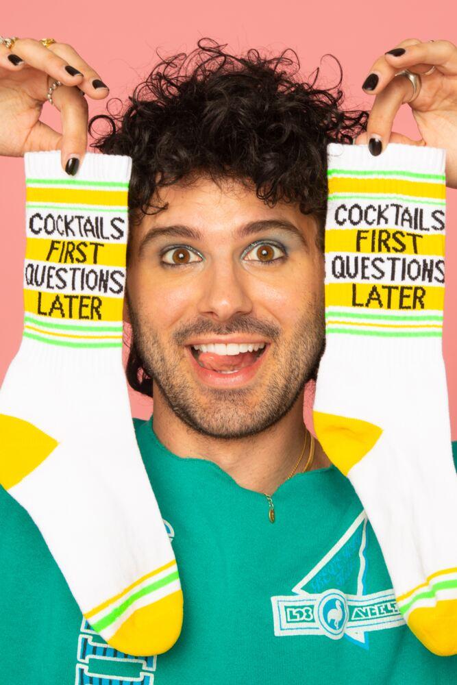 Sockshop Gumball PoodleMens & Womens Cotton Cocktails First Questions Later Socks