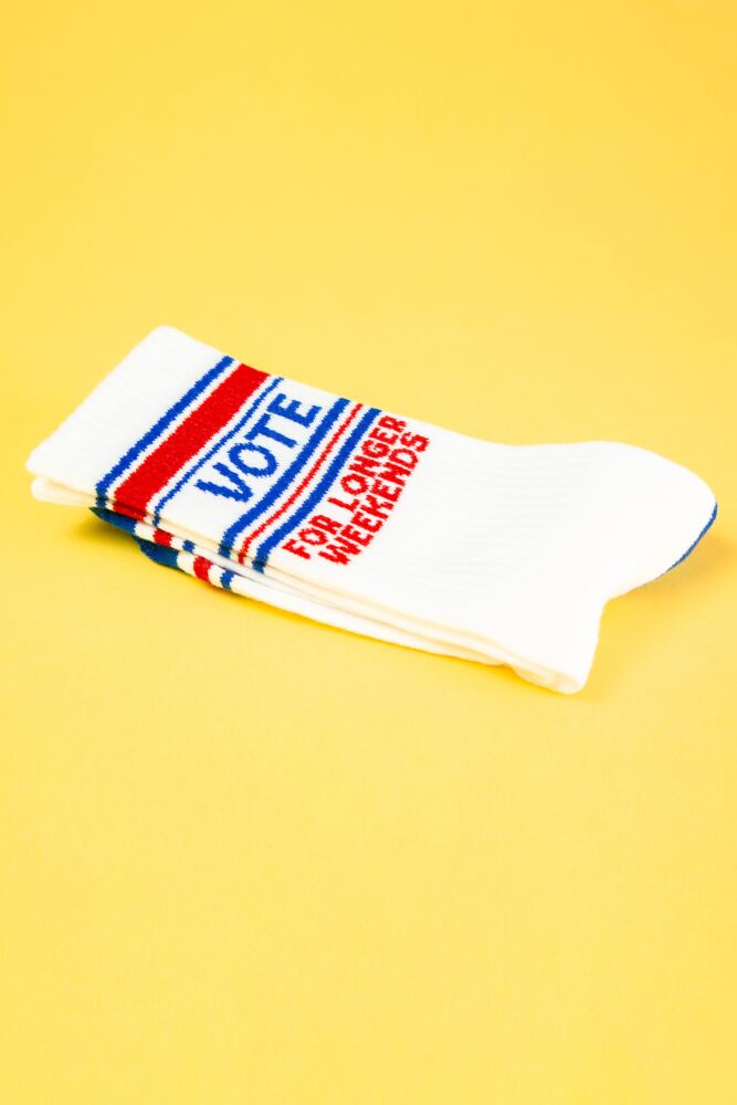 Sockshop Gumball PoodleMens & Womens Cotton Vote For Longer Weekends Gym Crew Socks