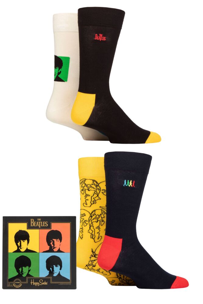 Sockshop Happy SocksMens & Womens Cotton Beatles Socks 4-Pair Gift Box