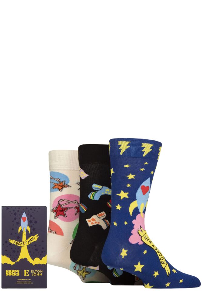 Sockshop Happy SocksMens & Womens Cotton Elton John Socks 3-Pair Gift Box