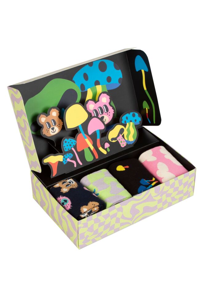 Sockshop Happy SocksMens & Womens Cotton Happy In Wonderland Socks 4-Pair Gift Box