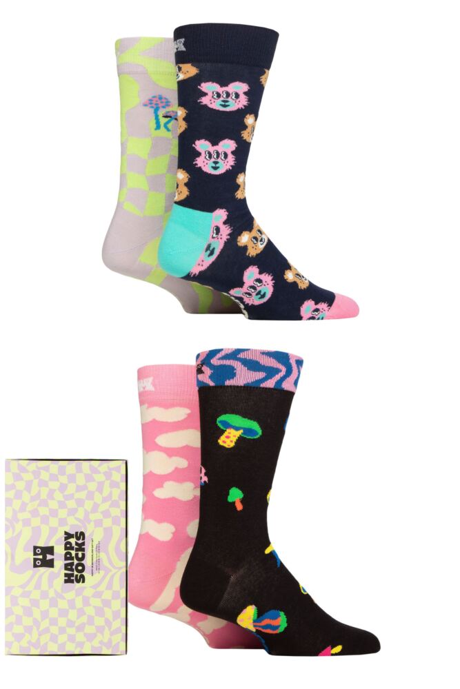 Sockshop Happy SocksMens & Womens Cotton Happy In Wonderland Socks 4-Pair Gift Box