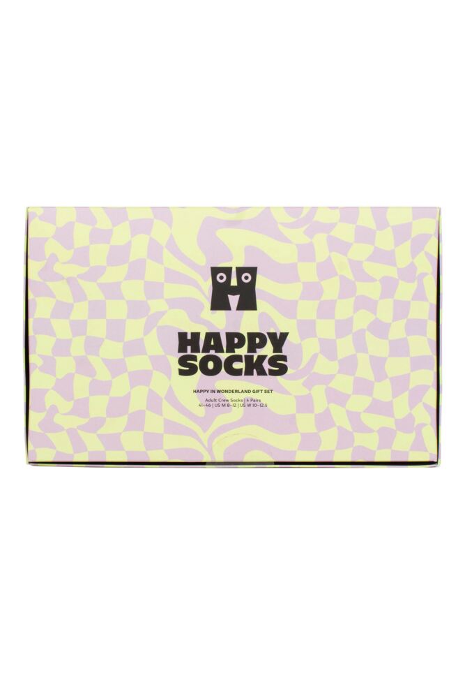 sockshop Happy SocksMens & Womens Cotton Happy in Wonderland Socks 4-Pair Gift Box