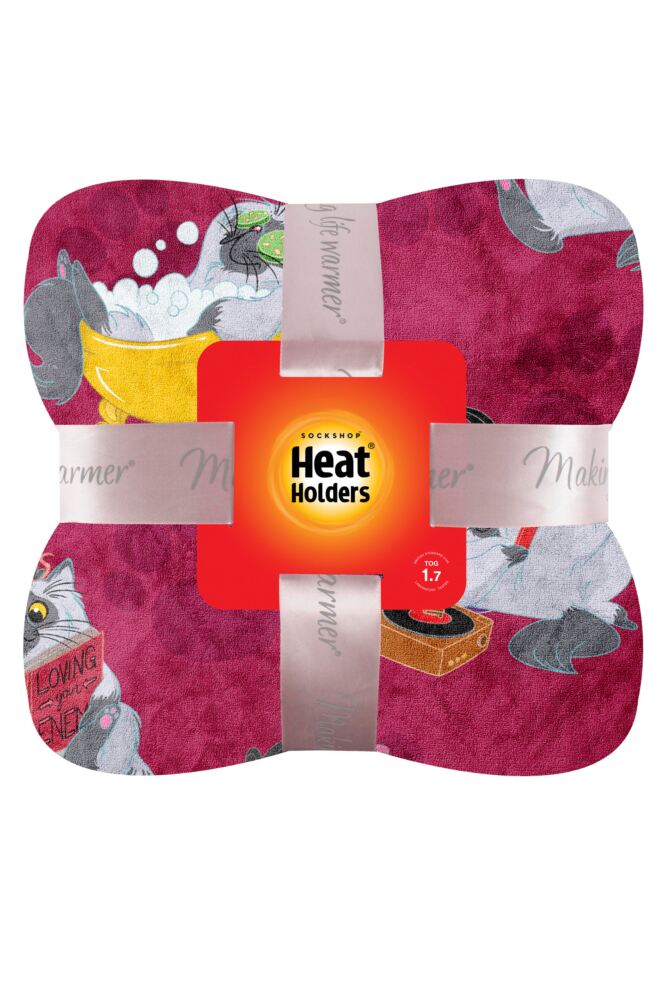 sockshop Heat Holders1.7 Tog Oversized Cat Pattern Blanket