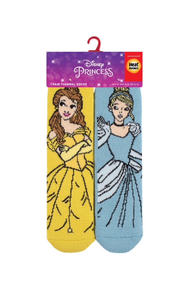 sockshop Heat HoldersKids 1.6 Tog Disney Beauty & The Beast & Cinderella Lite Thermal Socks