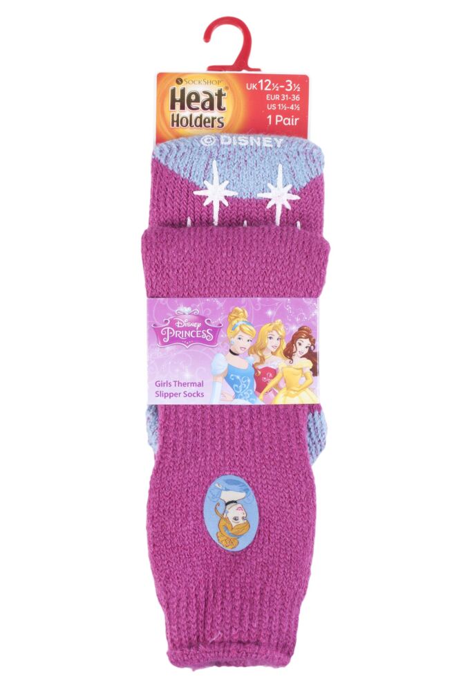 sockshop Heat HoldersKids 2.34 Tog Disney Princess Slipper Socks with Grip