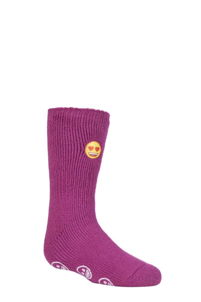 Sockshop Heat HoldersKids Emoji Heart Face Slipper Socks
