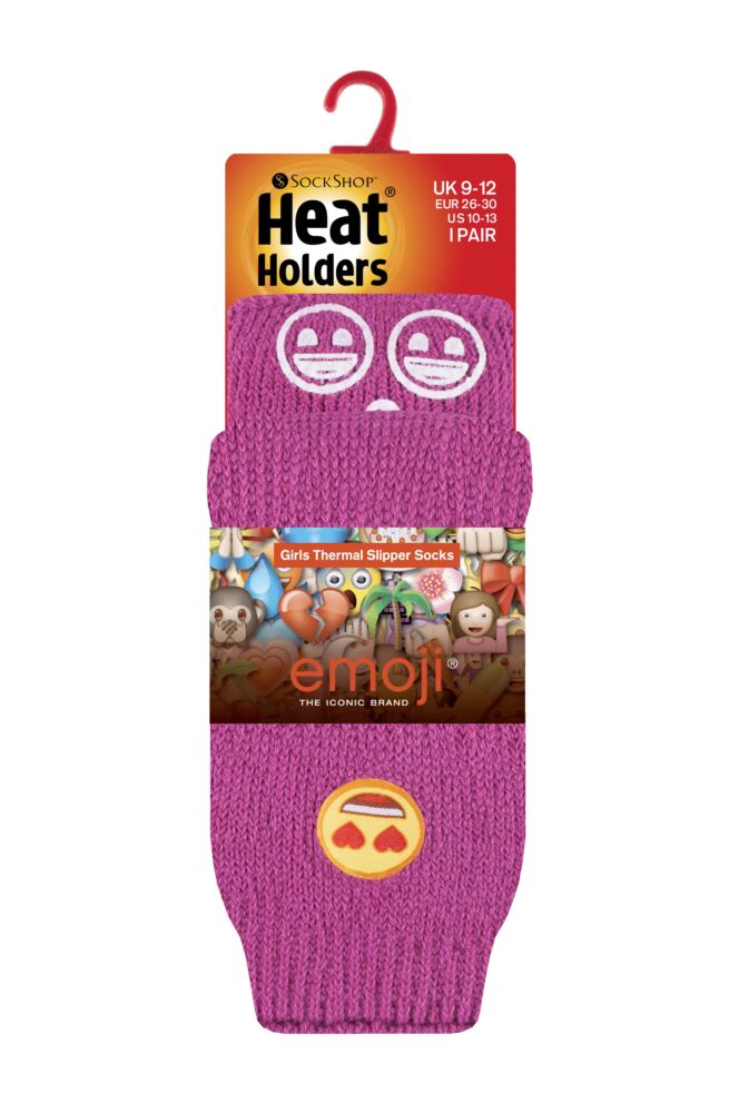 sockshop Heat HoldersKids Emoji Heart Face Slipper Socks