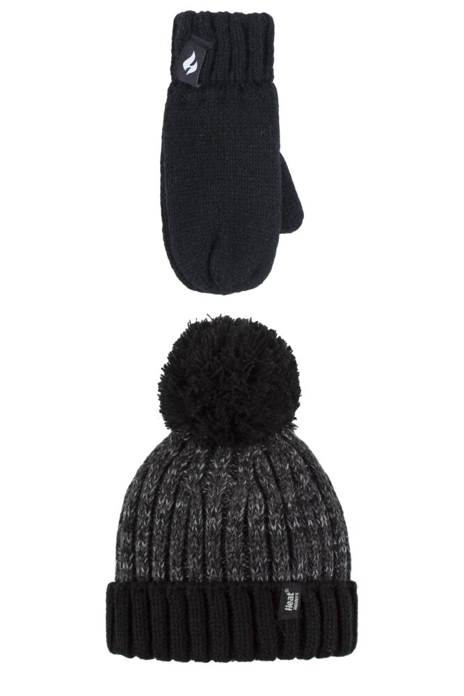 Sockshop Heat HoldersKids Turn Over Pom Pom Hat & Mittens