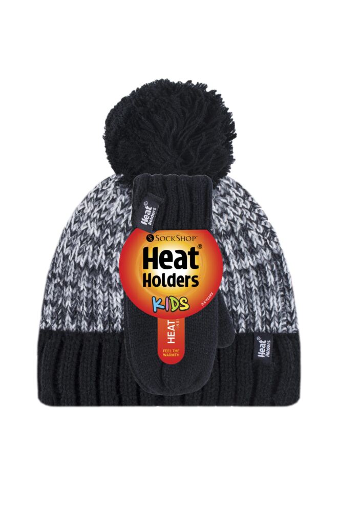 sockshop Heat HoldersKids Turn Over Pom Pom Hat & Mittens