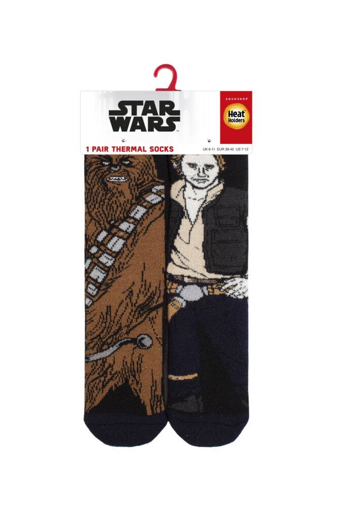 sockshop Heat HoldersMens 1.6 Tog Disney Star Wars Chewie & Hans Lite Thermal Socks
