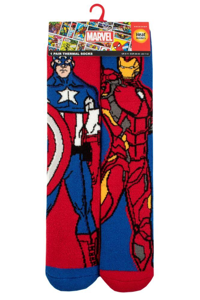 sockshop Heat HoldersMens 1.6 Tog Marvel Iron Man & Captain America Lite Thermal Socks