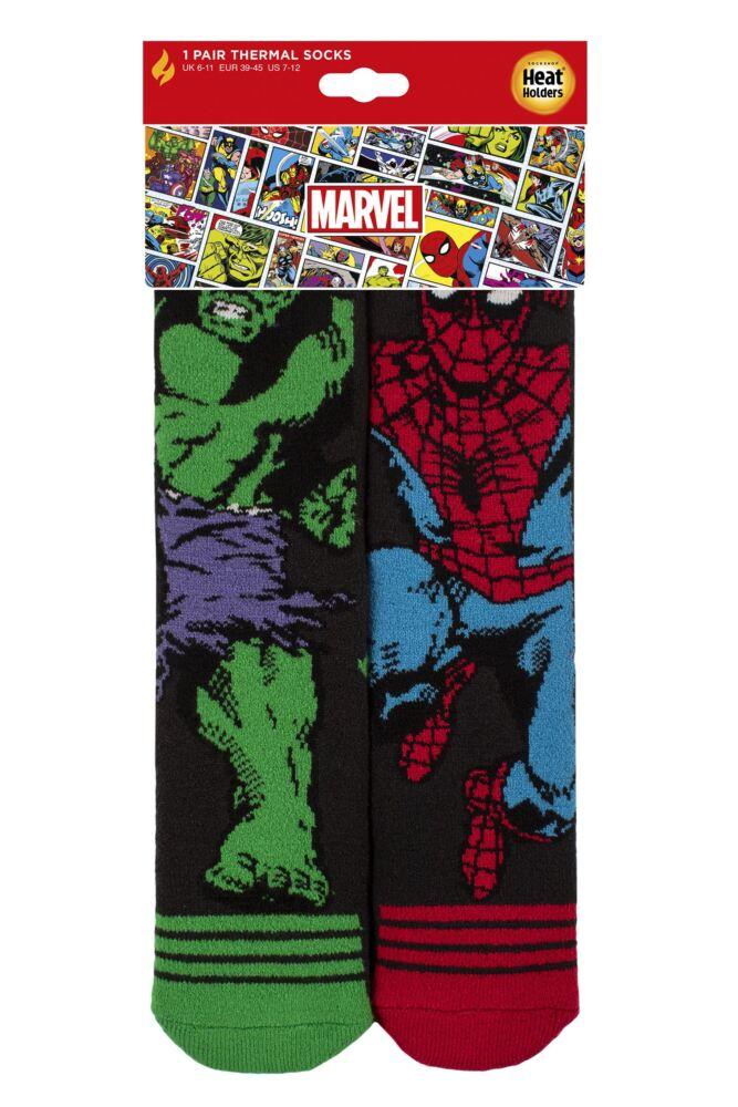 Sockshop Heat HoldersMens 1.6 Tog Marvel's The Hulk & Spider-Man Lite Thermal Socks