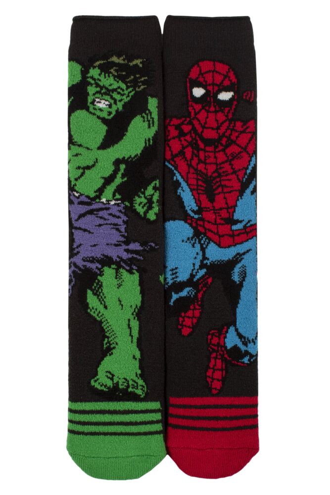 Sockshop Heat HoldersMens 1.6 Tog Marvel's The Hulk & Spider-Man Lite Thermal Socks