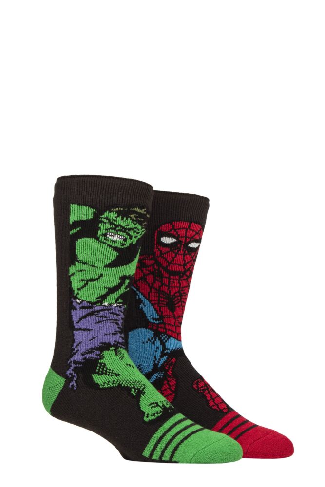 sockshop Heat HoldersMens 1.6 Tog Marvel's The Hulk & Spider-Man Lite Thermal Socks