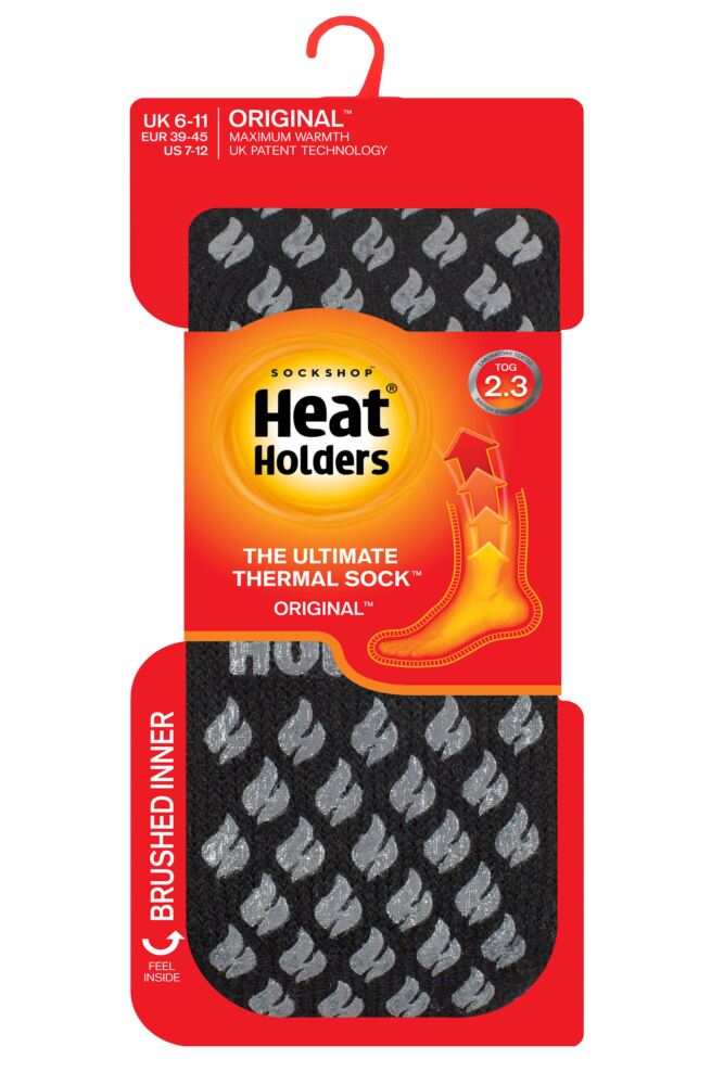 sockshop Heat HoldersMens 2.3 Tog Plain Slipper Socks