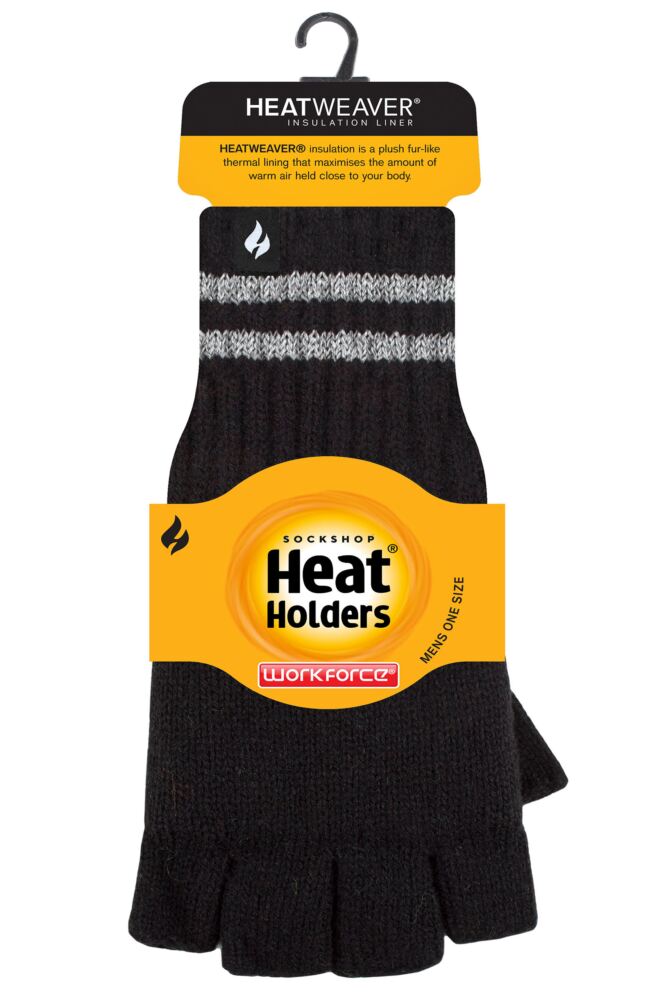 sockshop Heat HoldersMens 3.2 Tog Fingerless Gloves