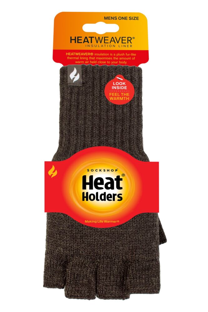 sockshop Heat HoldersMens 3.2 Tog Heatweaver Yarn Fingerless Gloves