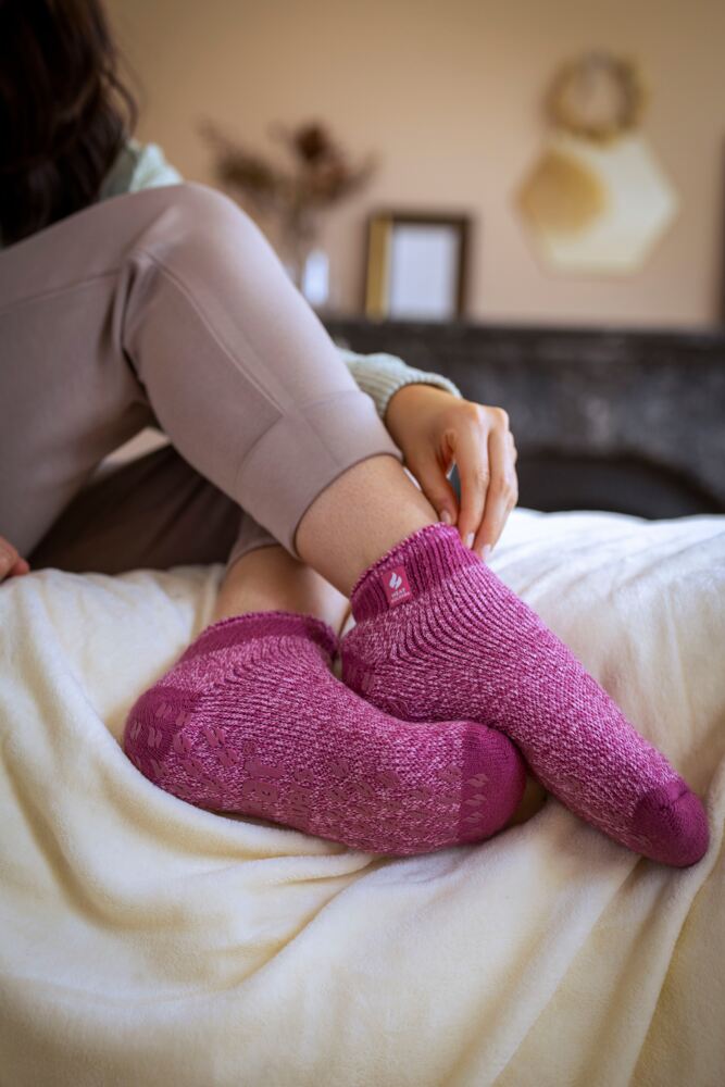 Sockshop Heat HoldersWomens 2.3 Tog Patterned & Striped Ankle Slipper Socks