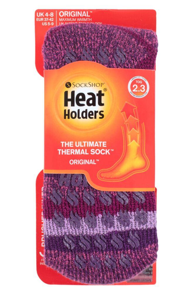 sockshop Heat HoldersWomens 2.3 Tog Plain & Patterned Slipper Socks