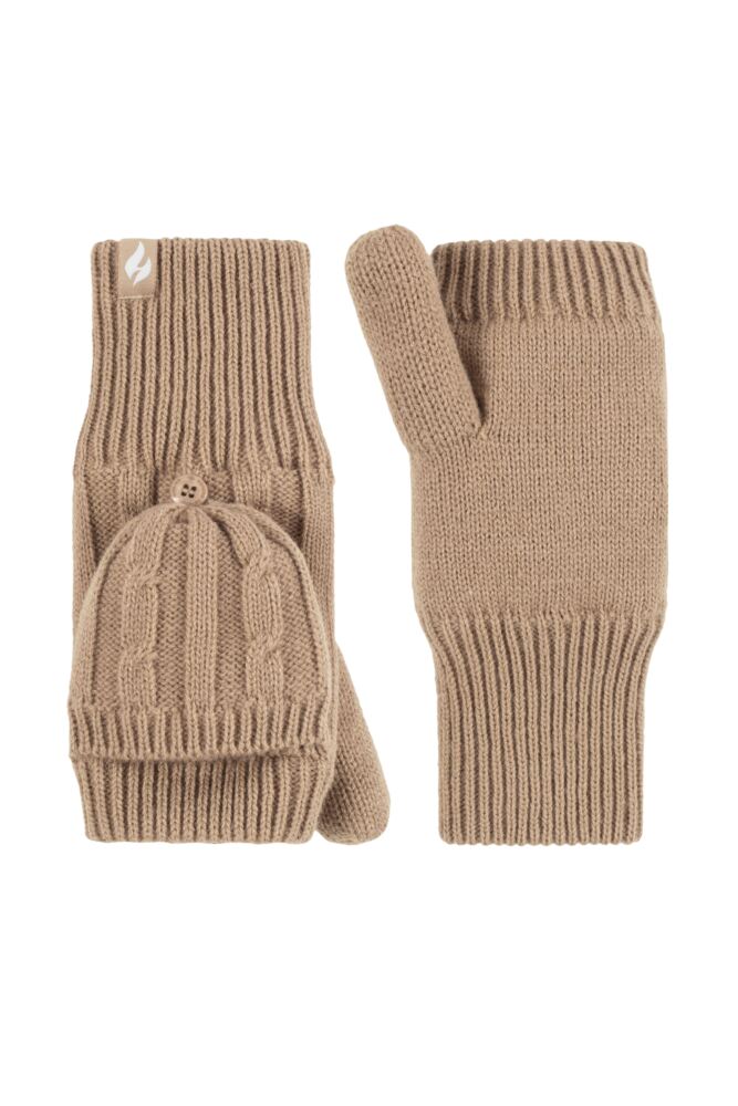 Sockshop Heat HoldersWomens Ash Cable Knit Converter Mittens