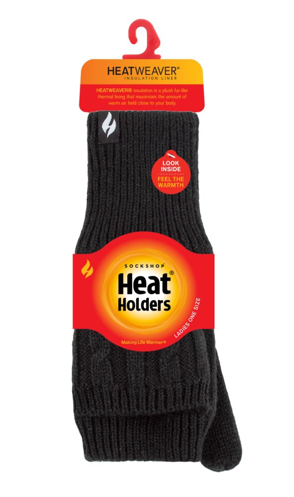 sockshop Heat HoldersWomens Ash Cable Knit Converter Mittens