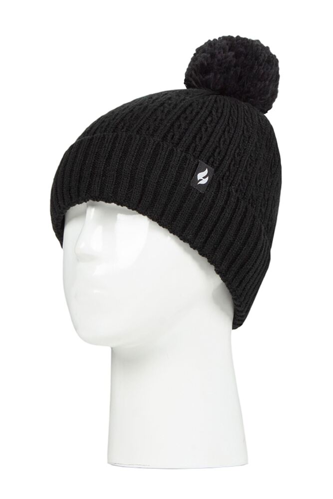 Sockshop Heat HoldersWomens Ellery Cable Turnover Cuff Pom Pom Hat